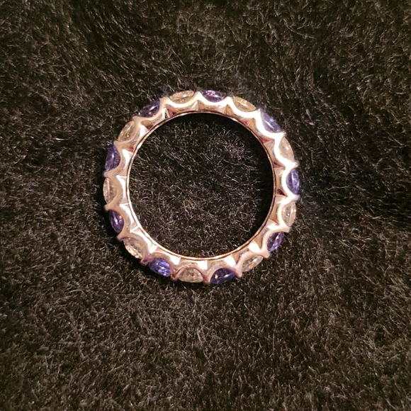 Tanzanite & Simulated Diamond Eternity Band - Picture 2 of 2